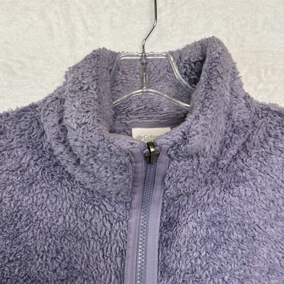 Columbia Purple Sherpa Fleece Fuzzy Zip-Up Jacket Size Medium - Picture 4 of 16